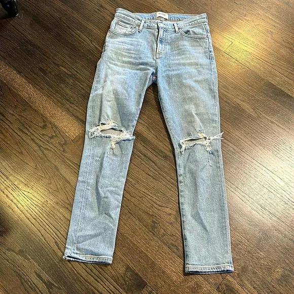 Agolde Toni Pristine Blue Mid Rise Straight Leg Jeans Women’s Size 26 - Picture 3 of 12